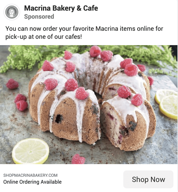 Macrina Bakery & Cafe Ad - facebook ads for bakery business