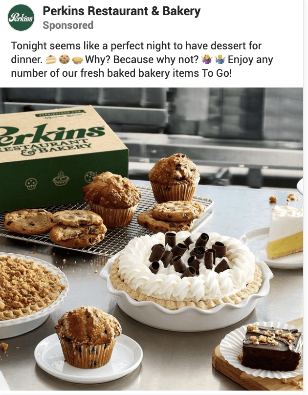 Perkins Restaurant & Bakery - facebook ads for bakery business