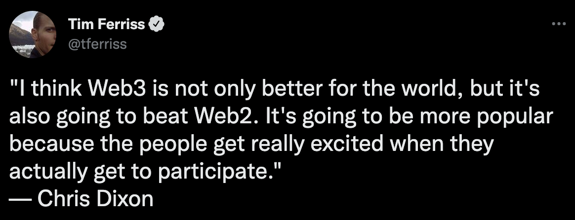 Tim Ferries on Web3 @tferriss - Building community in crypto/web3 
